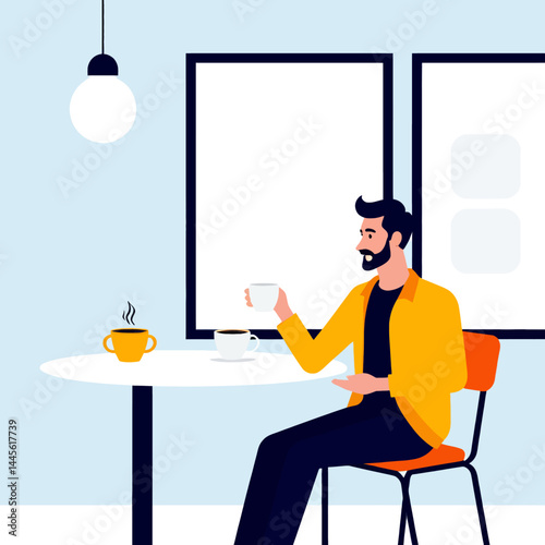Man_Enjoying_Coffee_Break_at_Cafe_Relaxing_with_Hot_Drink_in_Modern_Setting_Flat_Vector_Illustration_Leisure_Time_and_Cafe_Culture_Background_Coffee_Shop_Concept