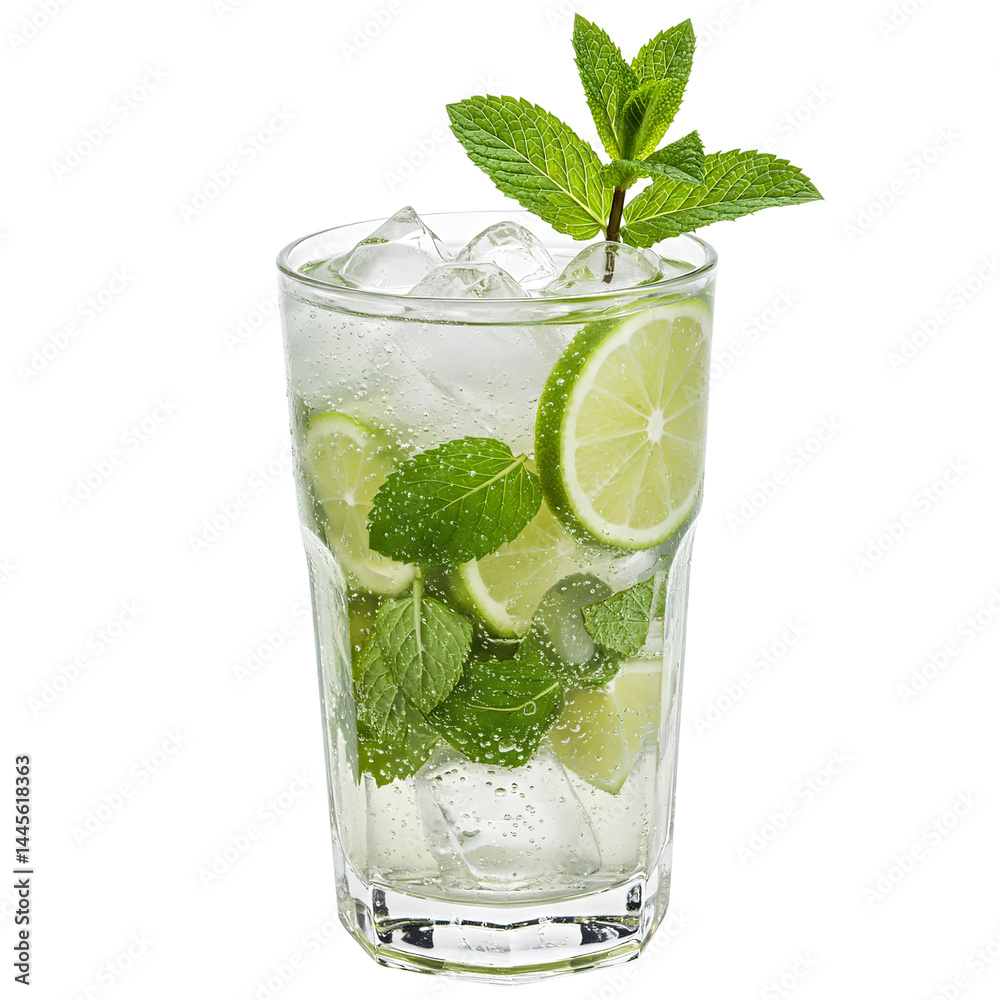 Refreshing Mojito Drink with Lime and Mint on White
Refreshing Mojito Drink with Lime and Mint on White