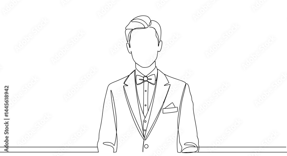 Elegant man in a suit standing against a minimalist background  