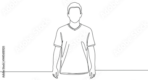 Minimalist outline of a standing person wearing a t-shirt  