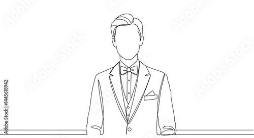 Elegant man in a suit standing against a minimalist background  