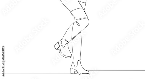 Elegant line drawing of a woman stylishly posing in heels  