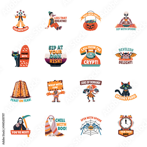 Collection of Scary Halloween Stickers 

