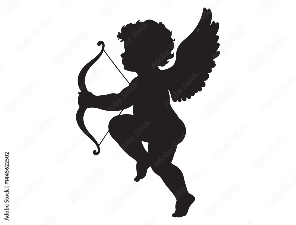 Fototapeta premium CUPID SILHOUETTE WHITE BACKGROUND