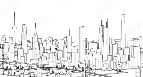 modern city panorama 3d illustration	
