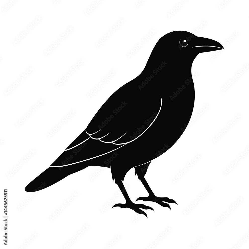 Obraz premium Crow Profile Silhouette Vector Sharp and Minimalist 5