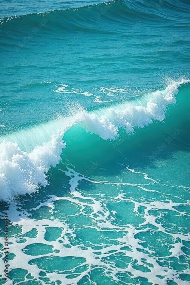 Obraz premium Ocean waves with foamy turquoise sea water texture , beach, foamy, turquoise