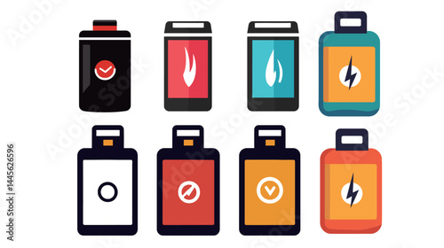Battery icon silhouette on a white background, representing energy, power, and technology concepts with a minimalistic and clean design photo