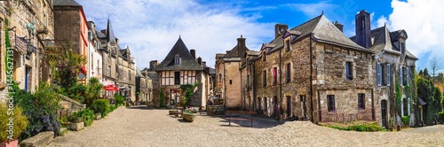Obraz na płótnie France, Brittany. Rochefort-en-Terre - magnificient village in bloom , one of the most beautiful traditional villages in France. Popular tourist attraction w salonie