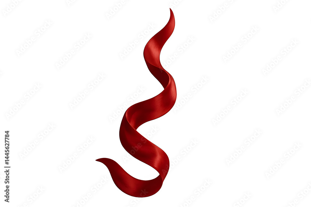 A flowing, wavy ribbon in a bright red color. Concept Red Ribbon Design, Flowing Curves, Bright Color Palette, Creative Decor, Artistic Textures