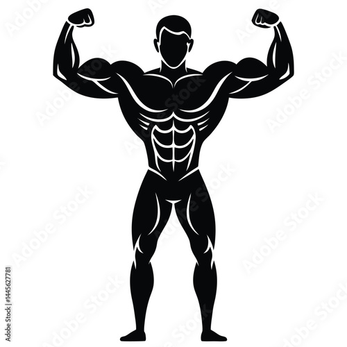 Muscular Man Silhouette Bodybuilding Strength Icon