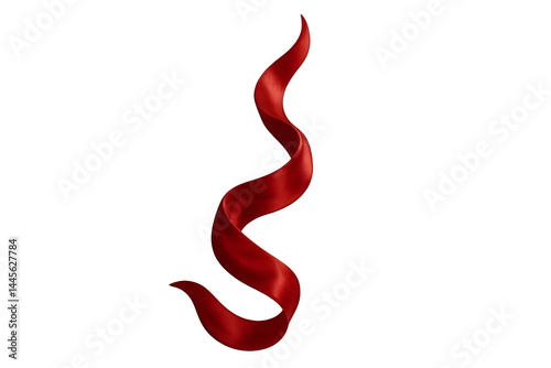 A flowing, wavy ribbon in a bright red color. Concept Red Ribbon Design, Flowing Curves, Bright Color Palette, Creative Decor, Artistic Textures