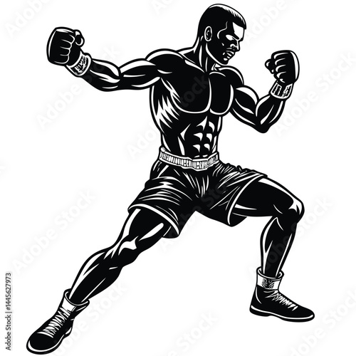 Powerful Boxer Silhouette Ready to Fight