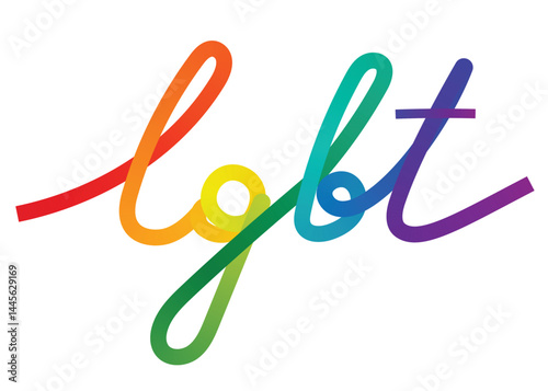 LGBT editable calligraphic phrase in pride rainbow color. Hand written isolated vector illustration