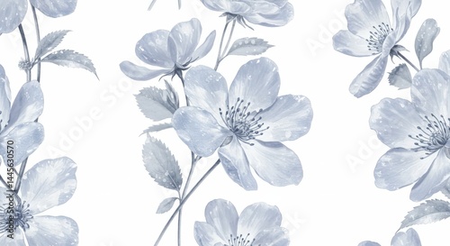 Wallpaper Mural Blue Flowers Watercolor Border Torontodigital.ca