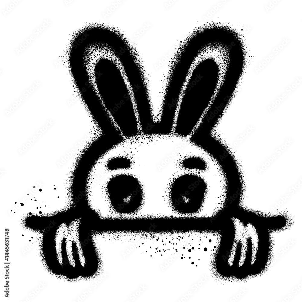 cute rabbit peeking in graffiti style