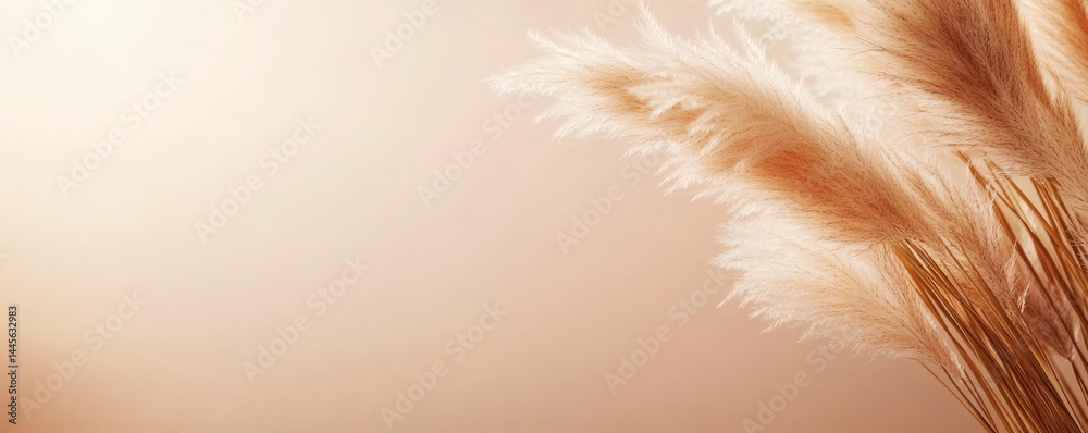 Fototapeta premium Elegant arrangement of tall feathery plants against a neutral background