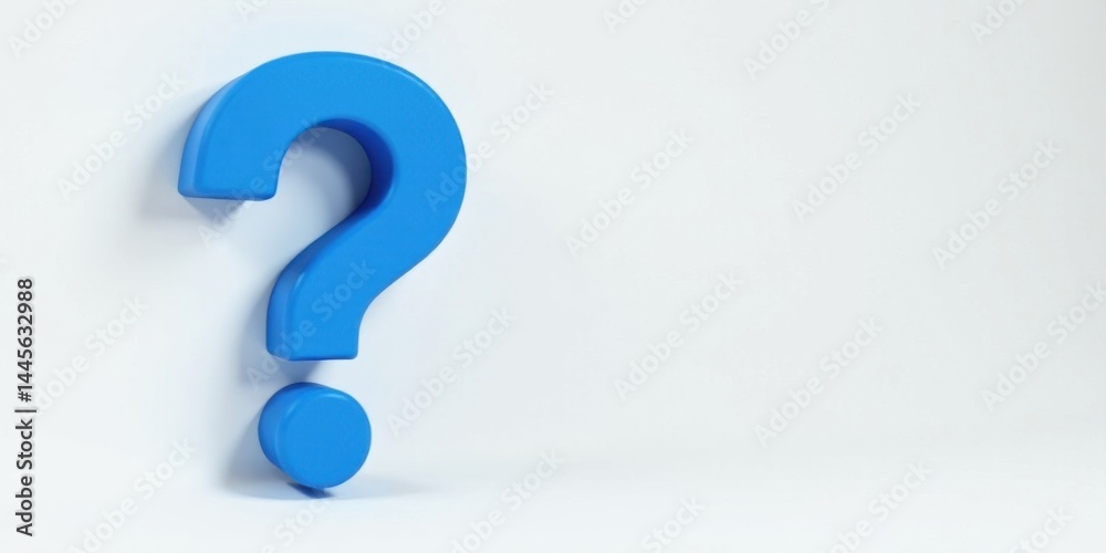 A Blue Question Mark Symbol on White Background Representing Inquiry, Curiosity, and the Search for Answers A Blue Question Mark Symbol on White Background Representing Inquiry, Curiosity, and the Search for Answers