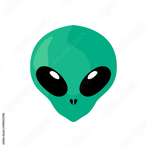 Cute Green Alien Character. Cartoon Vector Illustration