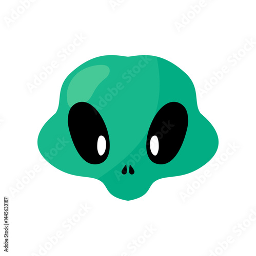 Cute Green Alien Character. Cartoon Vector Illustration