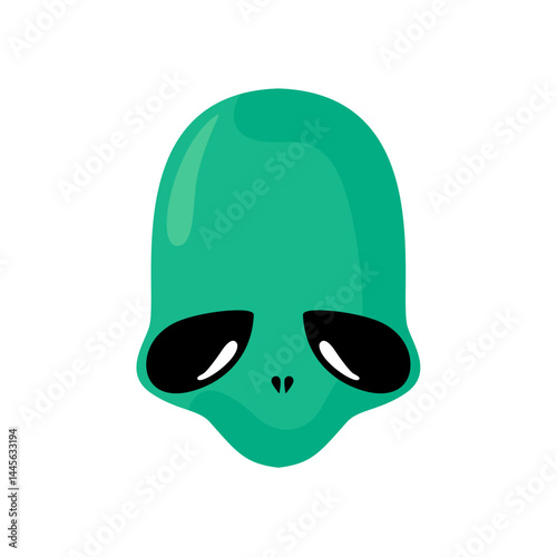 Cute Green Alien Character. Cartoon Vector Illustration
