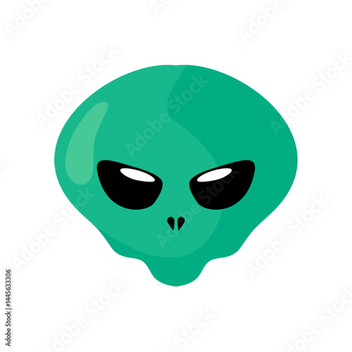 Cute Green Alien Character. Cartoon Vector Illustration