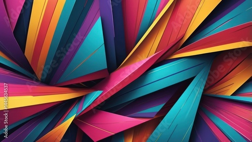 Wallpaper Mural Vibrant, abstract artwork featuring a swirling vortex of colorful, sharp, geometric shapes Torontodigital.ca