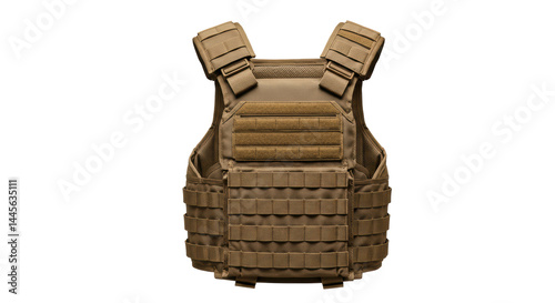 Foto Isolated Brown Military Tactical Vest for Combat and Protection