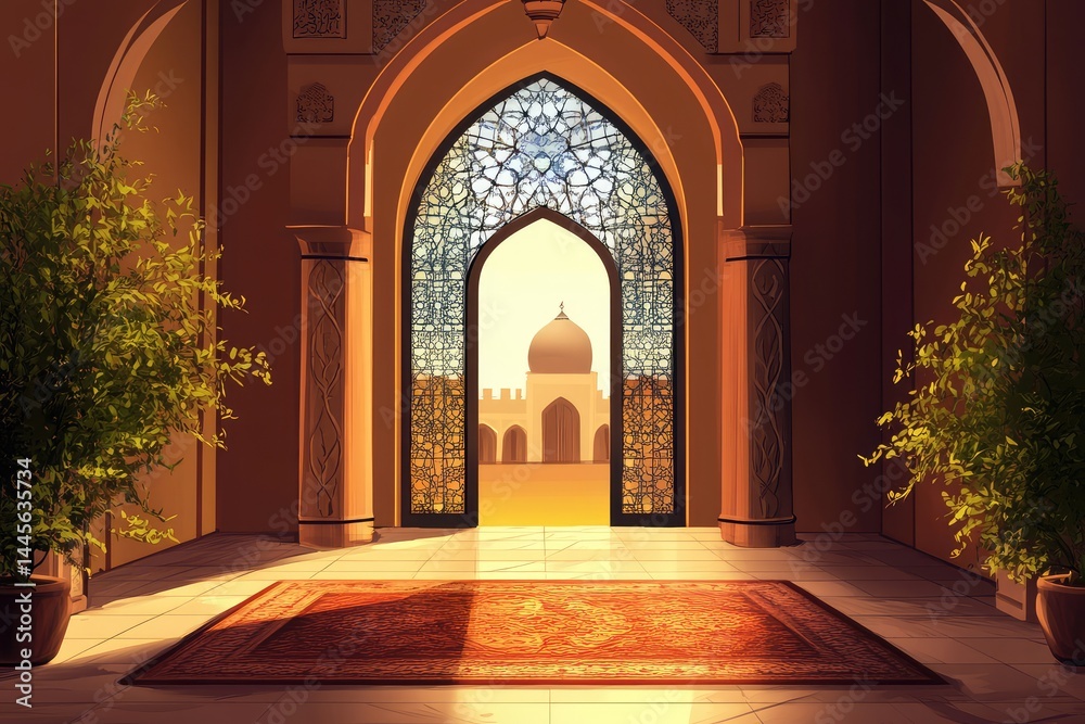 Fototapeta premium Ramadan Background. AI generated illustration.