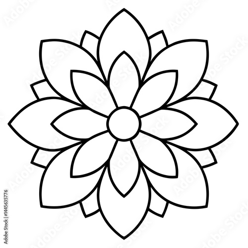 Ethereal Cosmos Flower Mandala Line Art