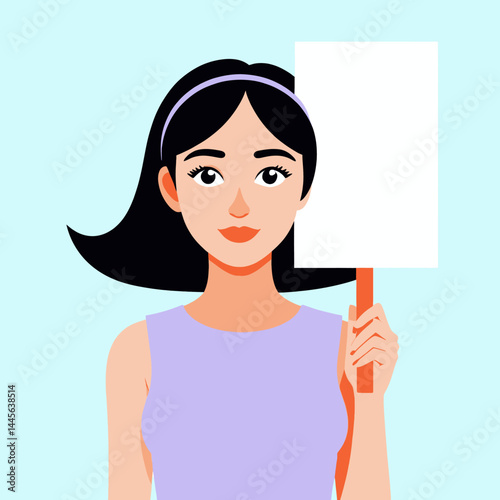 Woman_Holding_Blank_Sign_Illustration_of_a_Smiling_Female_Character_with_a_Placeholder_Board_Add_Your_Message_for_Marketing_or_Activism_Campaigns_Easy_Customization