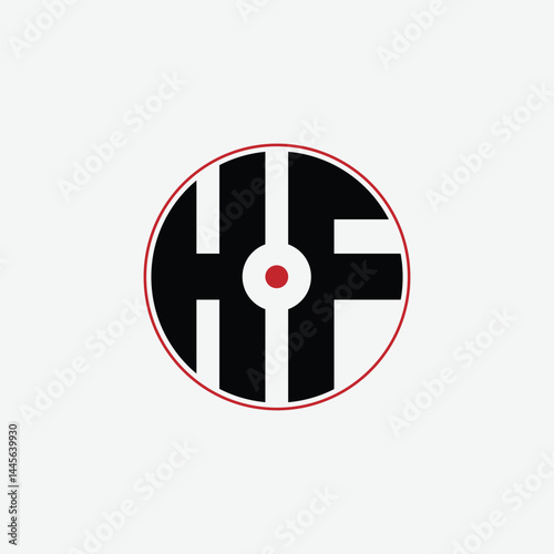 445 letter logo shape geometric math educational learning round circle ellipse gun target negative space H F