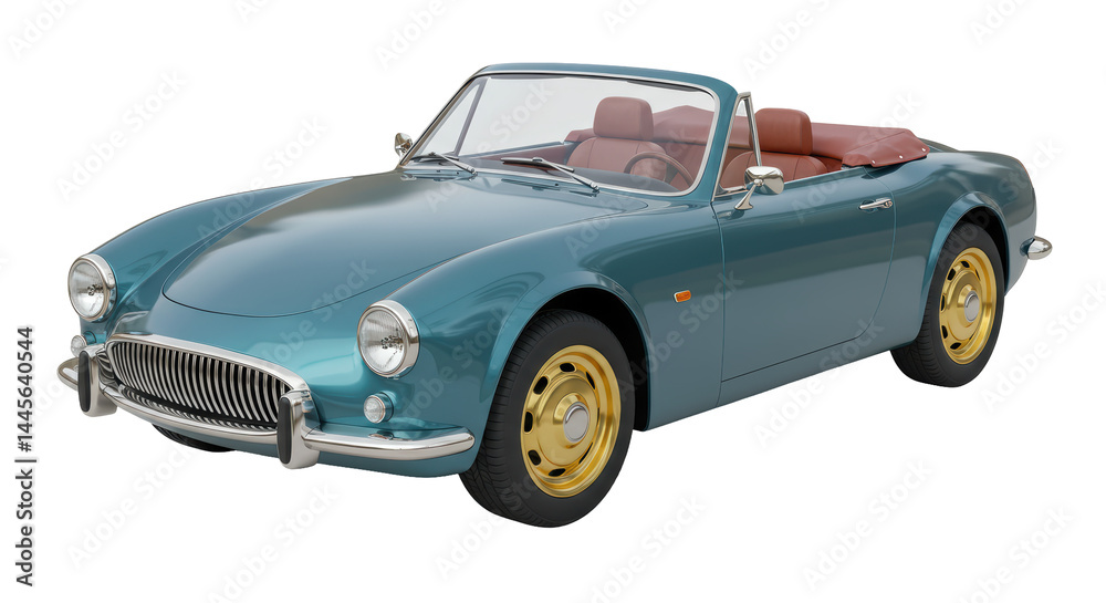 Fototapeta premium Isolated Turquoise Vintage Convertible