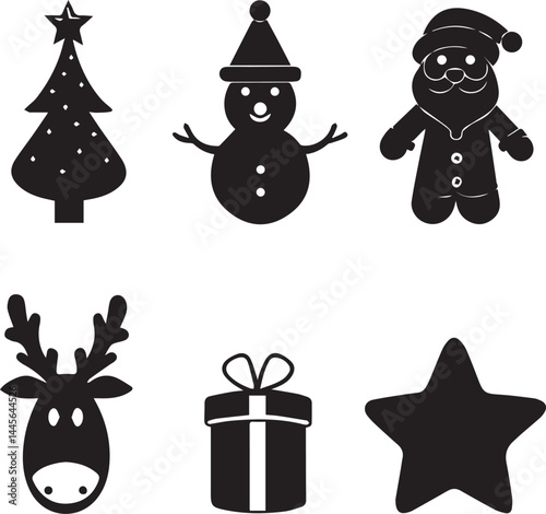 set of christmas icons, christmas silhouette vector set, logo vector illustration