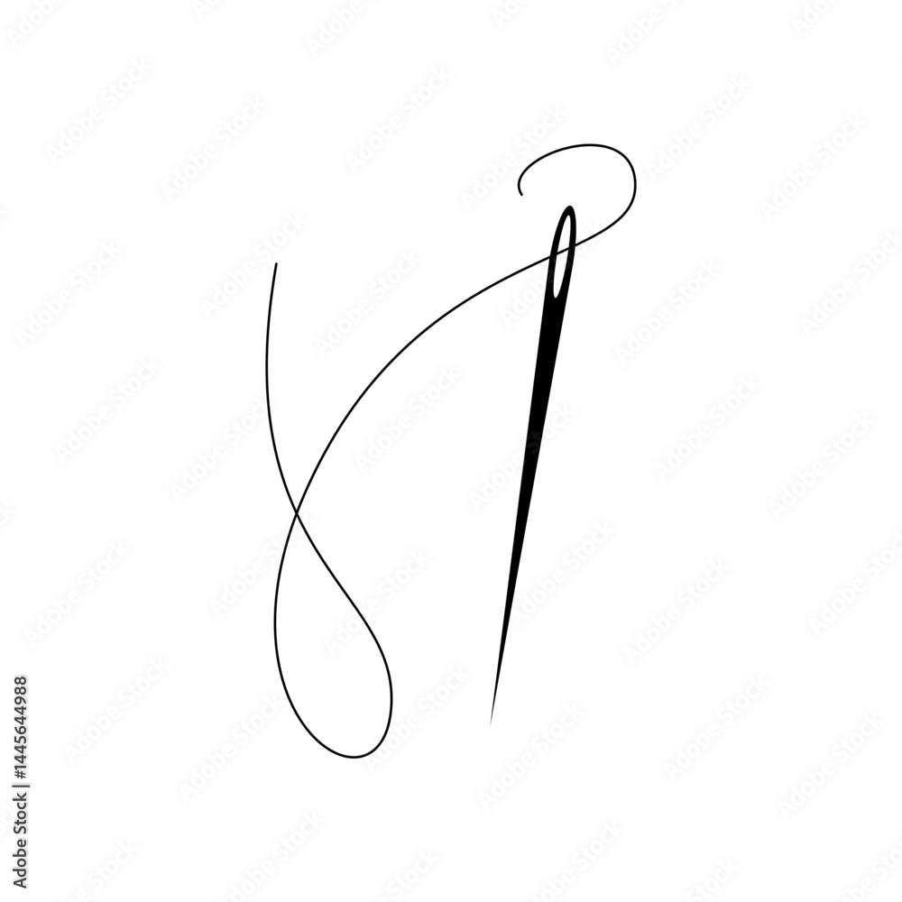 Simple Needle and Thread Illustration for Sewing and Craft Projects Simple Needle and Thread Illustration for Sewing and Craft Projects