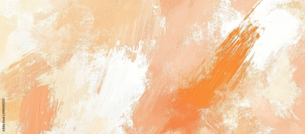 Fototapeta premium Peach and cream background, brushstrokes of orange, cream, white, and beige.