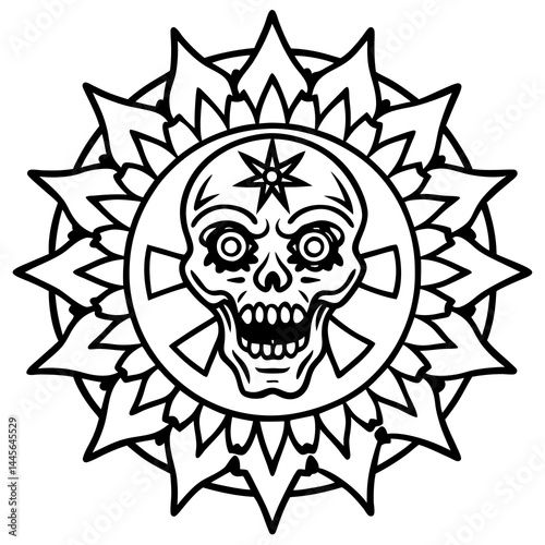 Horror Mandala Zombie Line Art Vector