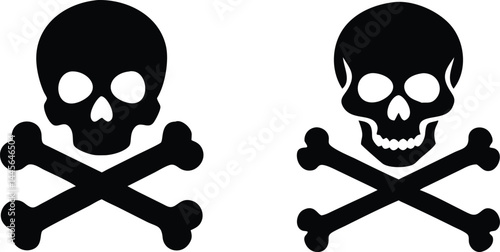 Skull and Crossbones Icons. Toxic Warning Symbol Vector