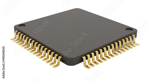 Isolated Microchip with Gold Pins for Electronic Components photo