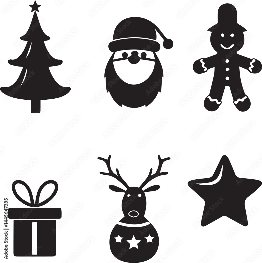set of christmas icons, christmas silhouette vector set, logo vector illustration set of christmas icons, christmas silhouette vector set, logo vector illustration