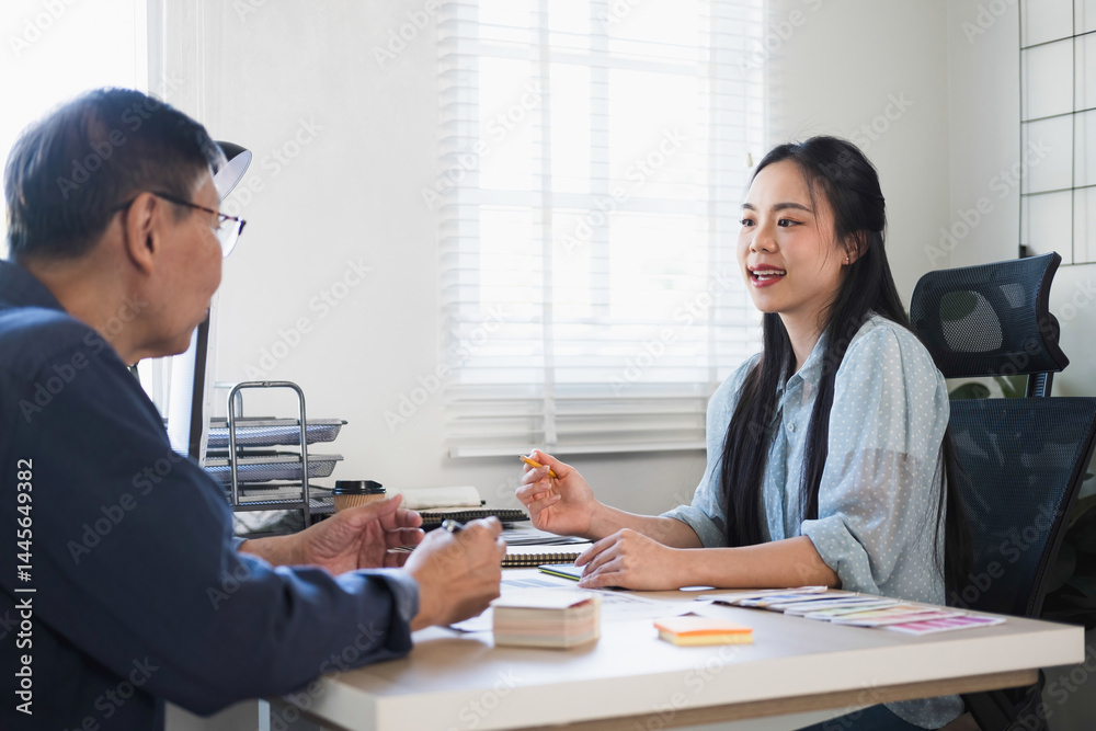 Fototapeta premium Architect could develop a concept for the design house in modern office.