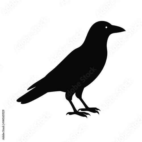 crow silhouette bird vector icon simple and clean