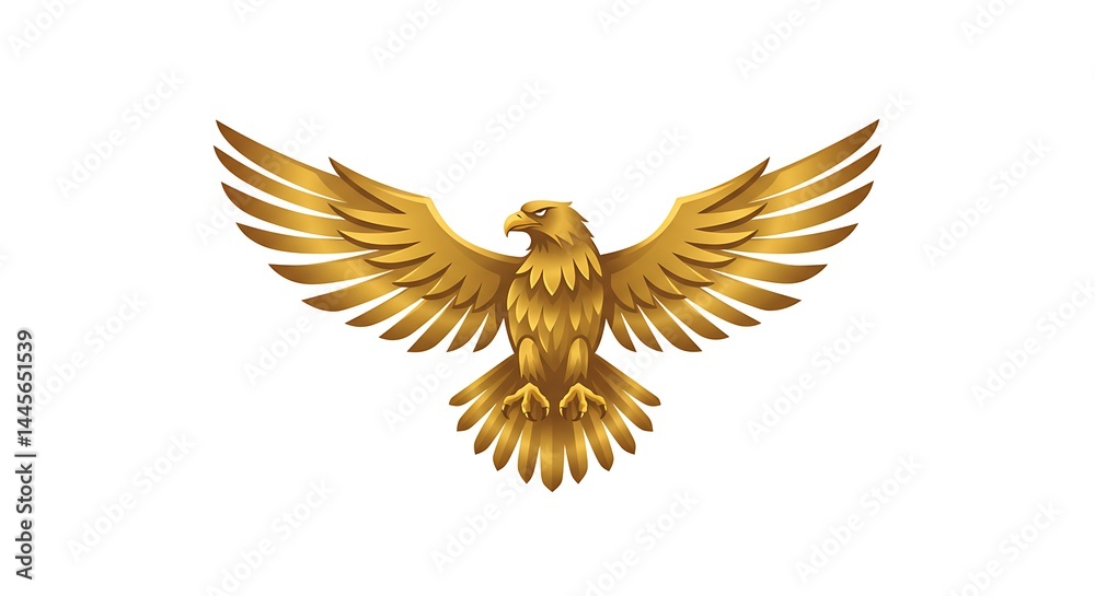 Obraz premium Golden Eagle Illustration with Wings Spread
