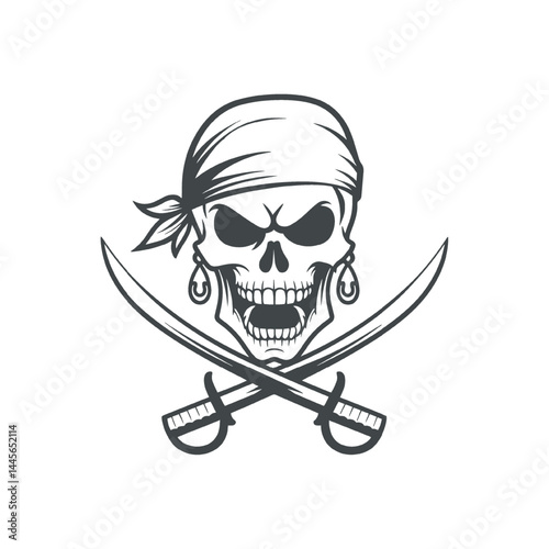 pirate skull with a sword
