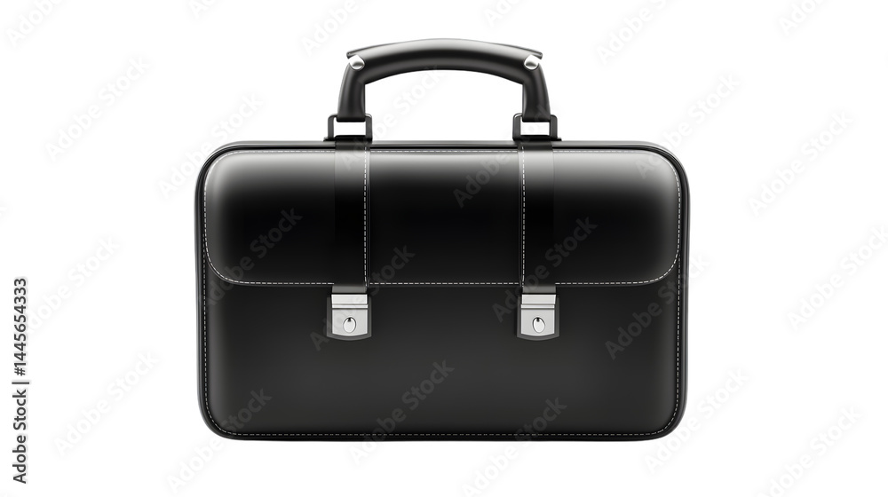 Professional Black Leather Briefcase on Transparent Background for Business Professionals Professional Black Leather Briefcase on Transparent Background for Business Professionals