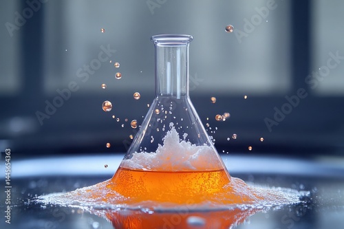 Vinegar and baking soda reacting in glass