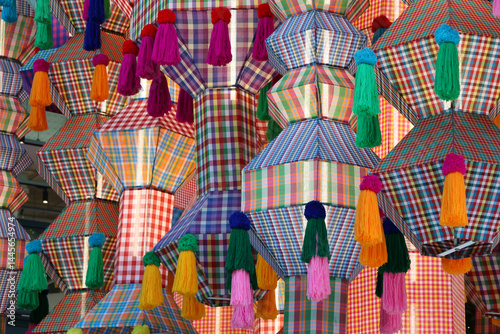 Colorful lantern fabric decorated  simple texture background