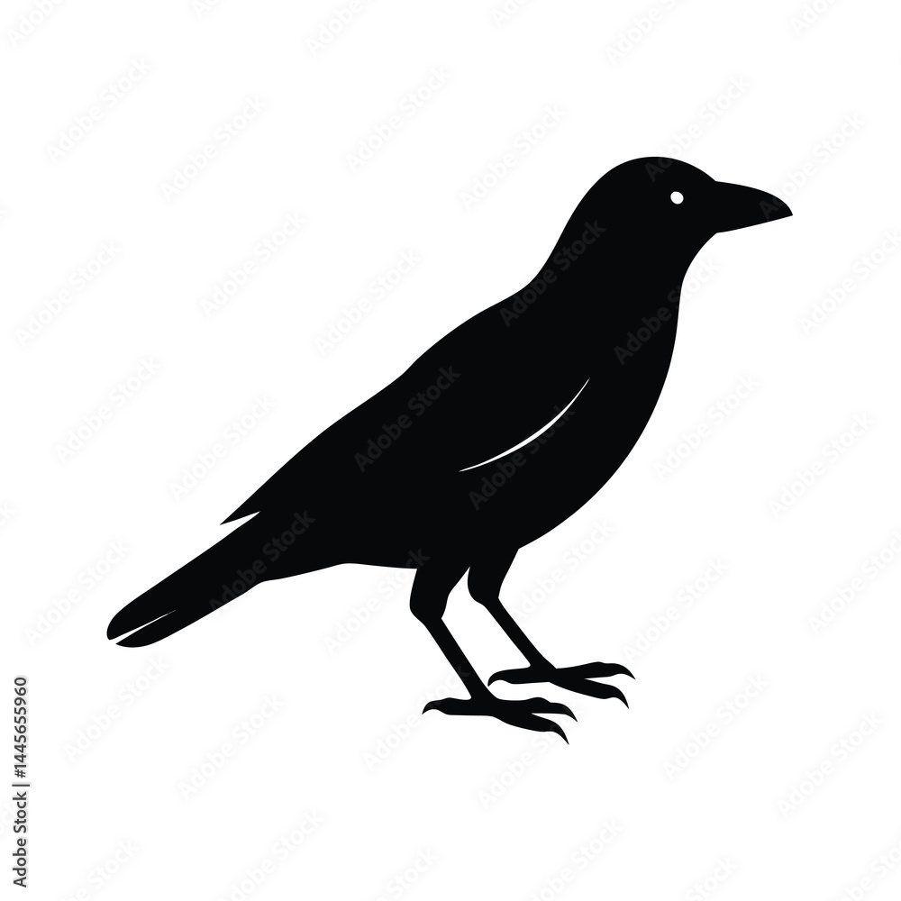 Fototapeta premium Crow Silhouette Bird Vector Icon Simple and Clean 4