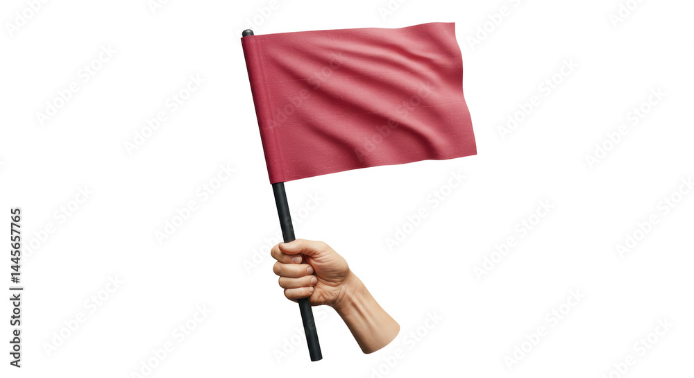 Isolated Hand Holding Red Flag Isolated Hand Holding Red Flag