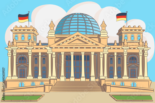 Reichstag building Berlin Germany illustration